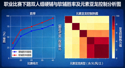 职业比赛下路双人组硬辅与软辅胜率曲线图及元素亚龙控制热力图